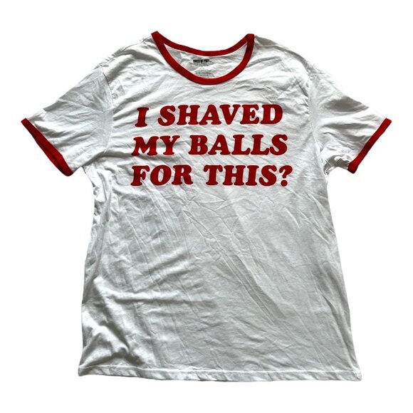 Birds Of Prey Other - Ringer T-Shirt "I Shaved My Balls For This?" White & Red DC Birds Of Prey XL